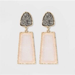 SUGARFIX by BaubleBar Two-Tone Druzy Geometric Drop Earrings